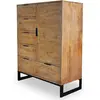 Image de Menzzo Buffet Haut PANARA   5 Tiroirs & 1 Porte Battante   Bois Chêne Clair   Meuble de Rangement Moderne   L90 x P40 x H112 cm