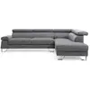 Image de Menzzo Canapé d’Angle 4 Places Quentin Velours Gris foncé   avec têtières relevables   Design Moderne Confortable pour Salon