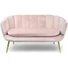 Image de Menzzo Canapé 2 Places Brenda en Velours Rose   Pieds Métal Doré   Design Arrondi Moderne   L138 x P72 x H78 cm