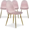 Image de Menzzo Lot de 4 chaises Salle à Manger Velours Rose Norway   chaises Design Modernes capitonnées, Pieds métal doré, Assise Confortable rembourrée, Style Contemporain pour Salon et Salle à Manger