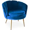 Image de Menzzo Fauteuil Arrondi Brenda en Velours Bleu   Pieds Métal Doré   Design Moderne Confortable   L80 x P72 x H78 cm