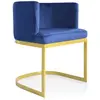 Image de Menzzo Chaise Fauteuil Noellie Velours Bleu   Fauteuil Design Contemporain avec Pieds métal doré   Assise rembourrée Confortable   Chaise d’appoint Salon, Salle à Manger ou Chambre