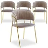 Image de Menzzo Lot de 4 chaises Tabata Velours Taupe   Chaises Modernes Confortables pour Salle à Manger ou Cuisine   L53.5 × P52.2 × H79 cm