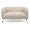 Image de Menzzo Canapé 2 Places BOMBARO Tissu Bouclette Beige & Pieds métal doré   Canapé Design Moderne Compact   Assise Confortable   Salon, Chambre, Bureau