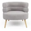 Image de Menzzo Fauteuil Design scandinave Arrondi Riviani Tissu Bouclette Gris