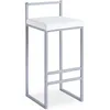 Image de Menzzo Tabouret de Bar DRAKKAR Argent & Blanc   Chaise Haute 65 cm Assise Matelassée Simili Cuir   Design Moderne en Métal pour Îlot Central, Cuisine et Bar