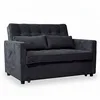 Image de Menzzo Canapé Convertible 2 Places KOMARIA en Velours côtelé Noir   Petit canapé lit Design Moderne et élégant   Couchage d’appoint Compact pour Studio et Salon