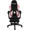 Image de Konix Hello Kitty Chaise de Bureau Gaming - Inclinaison siège 150° - Revêtement Tissu - Armature Bois et métal - Coussin - Repose-Pieds - Noir et Rose