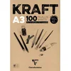Image de Clairefontaine 96546C Bloc Encollé Papier Kraft - 100 Feuilles Papier Kraft Vergé Brun A3 29,7x42 cm 90g - Papier Double Face pour le Croquis et le Dessin