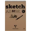 Image de Clairefontaine 96601C Bloc Spiralé en-tête Papier Sketch - 50 Feuilles Papier Dessin Blanc au Grain Très Léger - Feuilles Détachables - A2 42x59,4 cm 90g