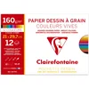 Image de Clairefontaine 96779C - Pochette Dessin Scolaire - 12 Feuilles Papier Dessin à Grain Couleurs Vives Assorties - A4 21x29,7 cm 160g - Idéal pour les Arts Plastiques