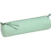 Image de Clairefontaine 410160C - Trousse Scolaire Ronde Vert pistache Ø5,5x22 cm en Véritable Cuir d'Agneau
