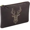 Image de Clairefontaine 410185C - Grande Pochette Universelle en Véritable Cuir 27x19 cm, décor Cerf