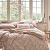 Image de Housse de Couette imprimée en Percale de Coton, Made in France, Vichy, 200 x 200 cm, Essix, Beige Dune