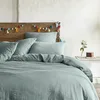Image de Housse de Couette en Double Gaze de Coton lavée, Tendresse, Bleu Céladon, 260x240cm, Essix