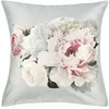 Image de Taie d'oreiller imprimée en satin de coton, Peonia Grande, Gris