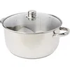 Image de Crealys 502386, Faitout en acier inoxydable 8 litres diam. 28 cm - avec couvercle vapeur en verre - tous feux dont induction, Métallique