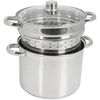 Image de Crealys 504626, Cuit-pâtes Olympe 8 litres Inox, diam. 24 cm - couvercle en verre et panier à pâtes / légumes - tous feux dont induction, Gris