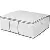 Image de Compactor   Housse de rangement pour couette et vêtements zippée avec poignées, coloris blanc et liseré gris, rangement placards