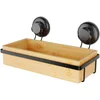 Image de Compactor Bestlock Tablette de Rangement Murale Noire pour Salle de Bain, Fixation par Ventouse, supporte jusqu'à 12 kg, Bambou et Fer poudré, 27,6 x 14,8 x H. 12,7 cm, Noir/Marron, RAN10211