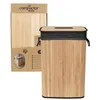 Image de COMPACTOR - Panier à linge pliable en bambou avec couvercle - Tissu intérieur noir lavable - Poignées en corde - Format compact 40 x 30 x H60 cm - Design naturel et élégant