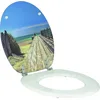 Image de Wirquin 20723906 Abattant WC Woody holiday beach blanc en MDF, 100 % FSC en forme U avec charnières en inox
