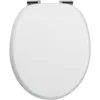 Image de Wirquin 20719569 Abattant WC Woody Lux blanc en MDF avec frein de chute et charnières inox, forme U