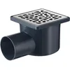 Image de Wirquin 30720725 Siphon de sol de douche à l'italienne 10x10 cm avec sortie horizontale et grille inox design galets, chromé