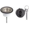 Image de Wirquin 30723119 Bonde de lavabo avec bouchon en plastique et grille en inox, chromé et noir