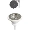 Image de Wirquin 30723129 Bonde pour évier de cuisine 1 bac Ø60 mm avec bouchon sans trop-plein, blanc