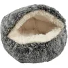 Image de Bobby Poilu - Niche à Bulles pour Chats Extra Doux en Peluche - Coussin pour Chiens et Chats - Lavable en Machine - Noir/Blanc - 50 x 35 x 20 cm