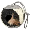 Image de Bobby Facette - Cat Ball, Griffoir Jeu en Corde recyclée, avec balles et Plumes, à Suspendre, Noir, 10ø-30 CM