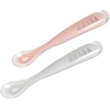 Image de Lot de 2 Cuillères 1er âge en silicone + boite de transport old pink