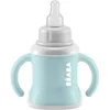 Image de BÉABA Tasse d'Apprentissage Bébé, Fonction Biberon/Gourde/ Tasse, Anti-fuite, Facilite la prise en main, ergonomique, Paille, Évoluclip 3 en 1, Capuchon, Airy Green
