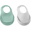 Image de BÉABA, Lot 2 Bavoirs Bébé en Silicone Imperméable, Tour cou ajustable, Large poche rattrape aliments, Souple, Léger, Ultra doux, Facile à nettoyer, Vert Sauge & Light Mist