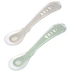 Image de Lot de 2 Cuillères 2ème âge en silicone + boite de transport gris/vert