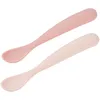 Image de BÉABA, Lot de 2 Cuillères en Silicone Bébé/Enfant 1er Âge - Dès 4 mois, Souple - Bout arrondi - Manche long et Ergonomique, Boite de transport -Finition Anti Poussière - Barbe à papa/Guimauve