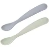 Image de BÉABA, Lot de 2 Cuillères en Silicone Bébé/Enfant 1er Âge - Dès 4 mois, Souple - Bout arrondi - Manche long et Ergonomique, Boite de transport - Finition Anti Poussière - Galet/Vert de gris