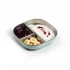Image de BÉABA, Assiette Bébé Compartimentée en Inox Micro-ondable   Antidérapante avec Housse Silicone, Incassable, Bords Hauts Ergonomiques, Passe au Lave-Vaisselle, Vert de gris