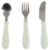 Image de BÉABA, Set de 3 Couverts Enfant d'Apprentissage - Inox - 2ème Âge, Dès 12 mois - Prise en main facile pour Bébé, Vert de gris