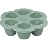 Image de Béaba Multiportions Silicone de qualité premium, Résistance thermique extrême, Four et micro-onde, 6 alvéoles indépendantes, Couvercle hermétique, Fabriqué en Italie, Vert Sauge, 6 x 150 ml