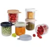 Image de BÉABA, Coffret 6 Portions Verre Conservation Repas Bébé/Verre Résistant, 100% Hermétique, Résiste Chaleur Froid, Congélation, Stérilisation, Graduation, 250 ml, Natural Colors