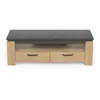 Image de Demeyere Meuble TV 2 Tiroirs-Décor Chêne et Gris Anthracite-Fabrication Française-Style Contemporain-pour Salon-L140 l42 H47 cm, Bois d'ingénierie, Brown, L 140 x P 42 x H 47 cm