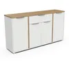 Image de Buffet Moderne 4 Portes & 1 Tiroir   Style Scandinave   Coloris Blanc Mat & Chêne Hamilton - 160,7 x 39,6 x 85,6 cm