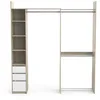 Image de Kit Dressing Extensible D’Angle Ouvert & Modulable 3 Tiroirs 3 Barres De Penderie   Coloris Chêne & Blanc - 199,7 x 43,9 x 218,3 cm