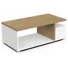 Image de Table Basse en Bois 3 Niches   Style Scandinave   Coloris Blanc Mat & Chêne Hamilton - 91 x 50 x 37 cm