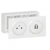 Image de LEGRAND - Prise Electrique Murale avec Terre + Double Chargeur USB-A Précâblé dooxie Surface + Cadre Saillie - Prise 2P+T Affleurante avec Fond Rétractable - Blanc