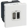 Image de Legrand - Double chargeur USB Type-A + Type-C Mosaic 3A 2 modules - blanc