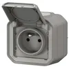 Image de Prise de courant 2P+T LEGRAND étanche Plexo Gris 16A 250V~ IP55 IK08 livré complet pour fixation saillie