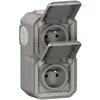 Image de LEGRAND - Prise Etanche Double IP55 avec Terre Plexo - Prise 2P+T 16A Complète avec Volet - Pour Pose en Apparent - Montage Vertical - Fabriqué En France - Gris